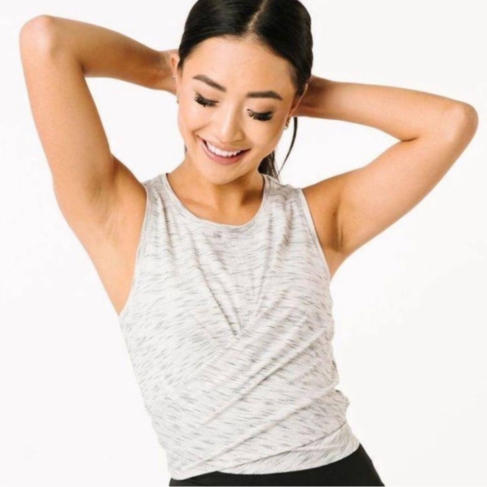 ZYIA Active Black Gray White Space Dye Infinity Tank Top With Tie Size XL